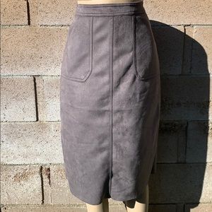 CATHERINE MALANDRINO GRAY SKIRT FAUX LEATHER Sz. 6